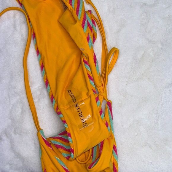 BERLOOK Plush Texture Stripe Halter Bikini Top & Plush Texture Stripe Tie Bottom - Picture 6 of 11